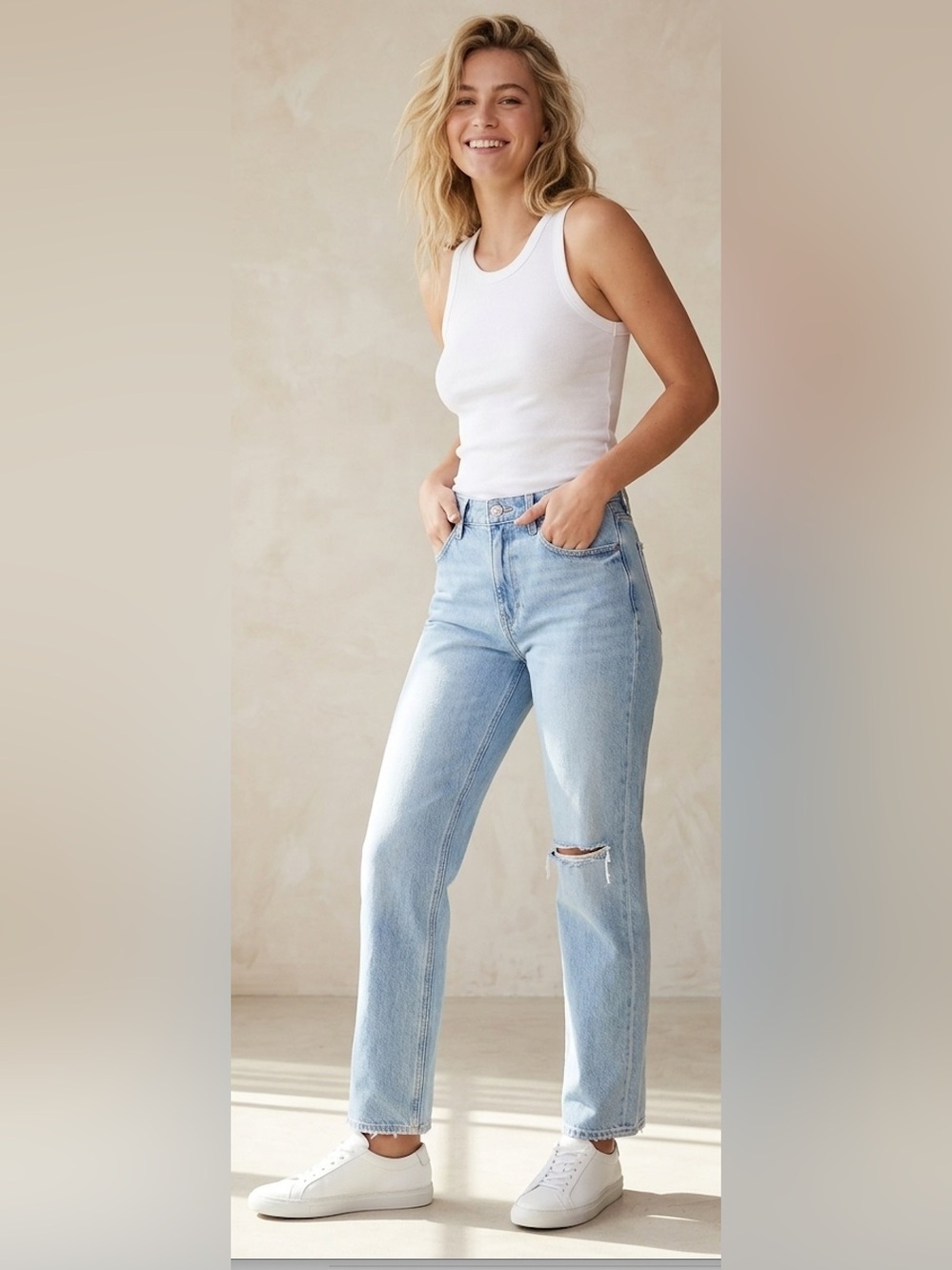 PAIGE Noella High Rise Straight Leg Distressed Jeans -25(to 29)- MSRP $239